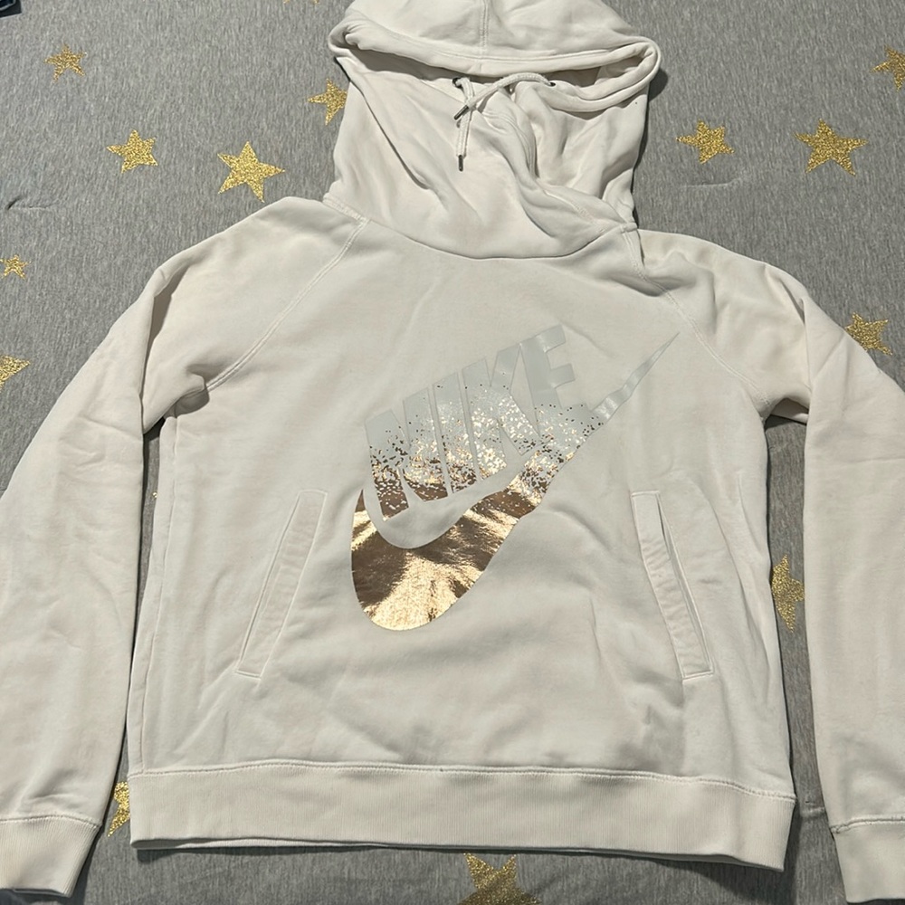 Nike Rose Gold Metallic Hooded Sweatshirt SZ M